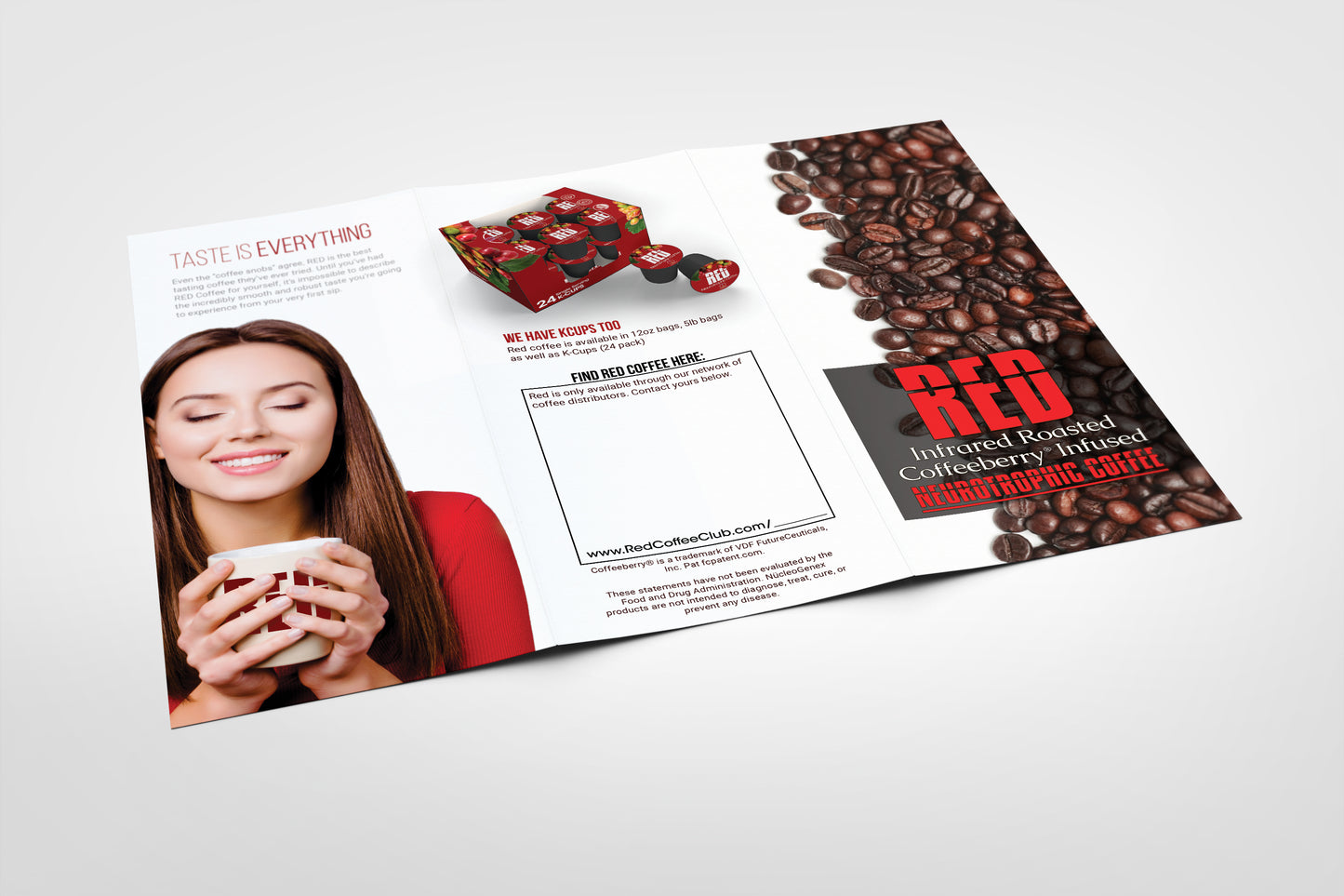 Red Coffee Trifold Brochures (100 Pack)