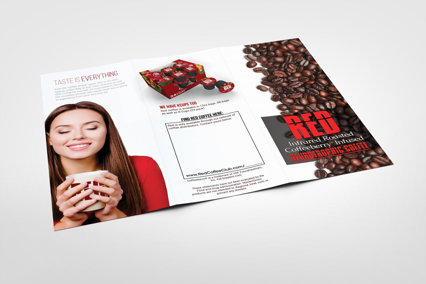 Red Coffee Trifold Brochures (250 Pack)